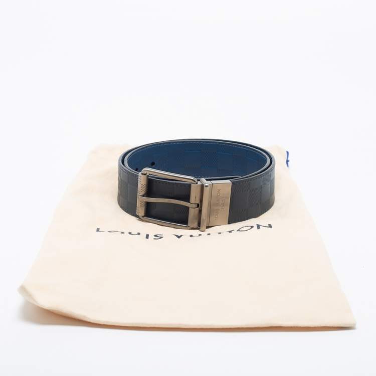 Pre Owned Louis Vuitton Orion/Neptune Damier Infini Leather Reversible Cut to Size Buckle Belt