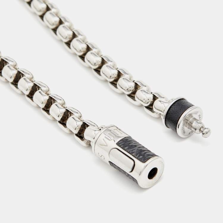 Pre Owned Louis Vuitton Silver Tone Monogram Chain Bracelet