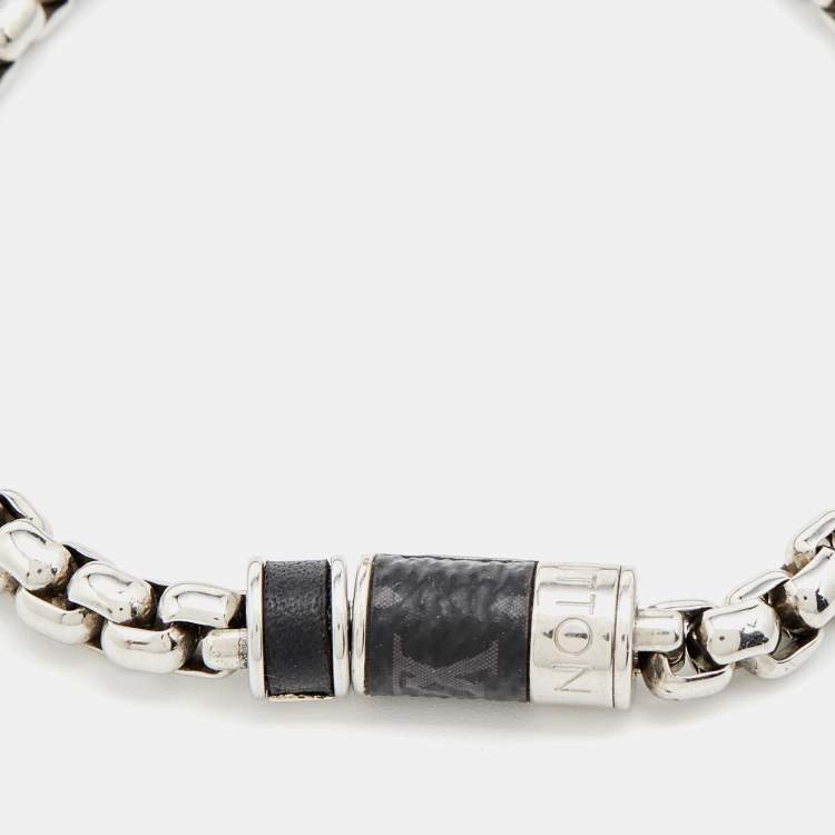 Pre Owned Louis Vuitton Silver Tone Monogram Chain Bracelet