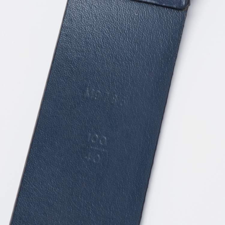 مملوكة مسبقًا Louis Vuitton Blue Leather Buckle Belt 100 CM