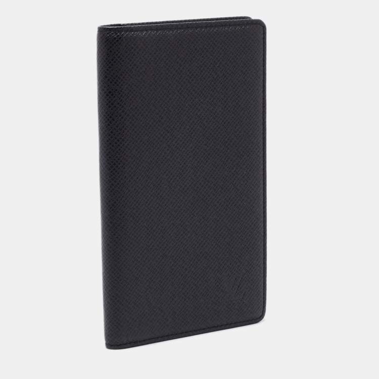 Pre Owned Louis Vuitton Black Taiga Leather Pocket Agenda Cover