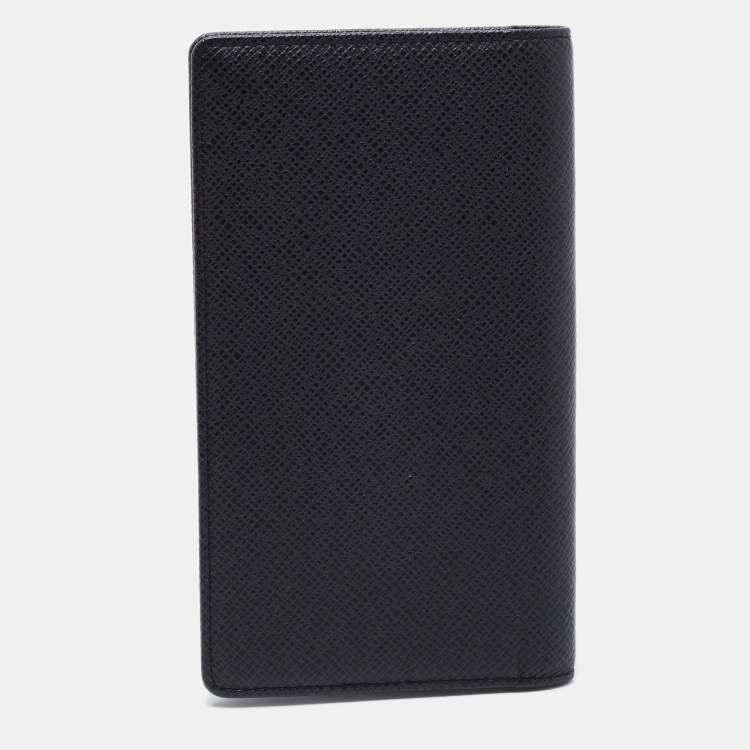Pre Owned Louis Vuitton Black Taiga Leather Pocket Agenda Cover