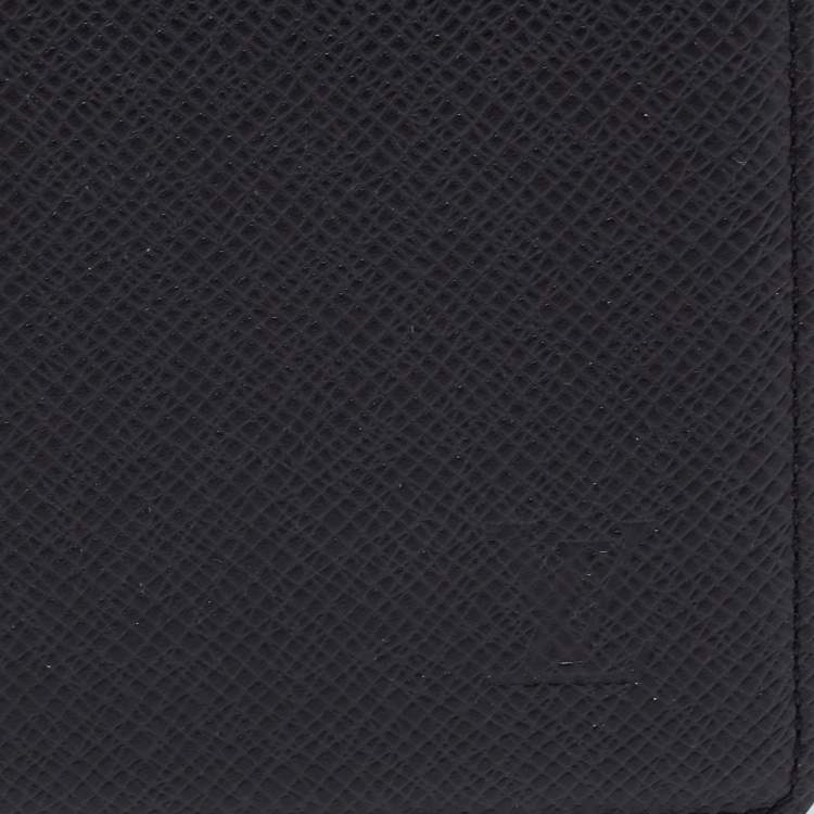 Pre Owned Louis Vuitton Black Taiga Leather Pocket Agenda Cover