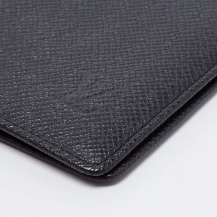 Pre Owned Louis Vuitton Black Taiga Leather Pocket Agenda Cover