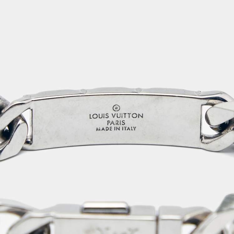Pre Owned Louis Vuitton Palladium Finish Monogram Chain Bracelet