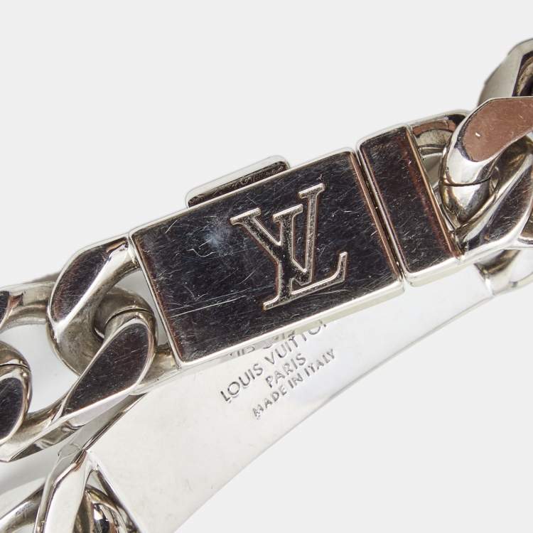Pre Owned Louis Vuitton Palladium Finish Monogram Chain Bracelet
