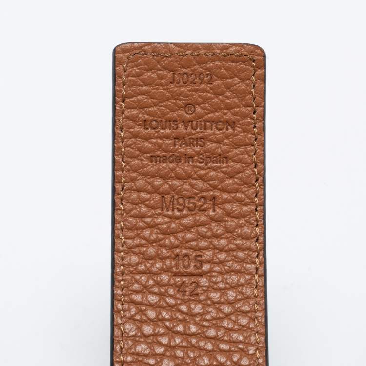 Pre Owned Louis Vuitton Black/Brown Leather LV Initiales Reversible Belt 105 CM