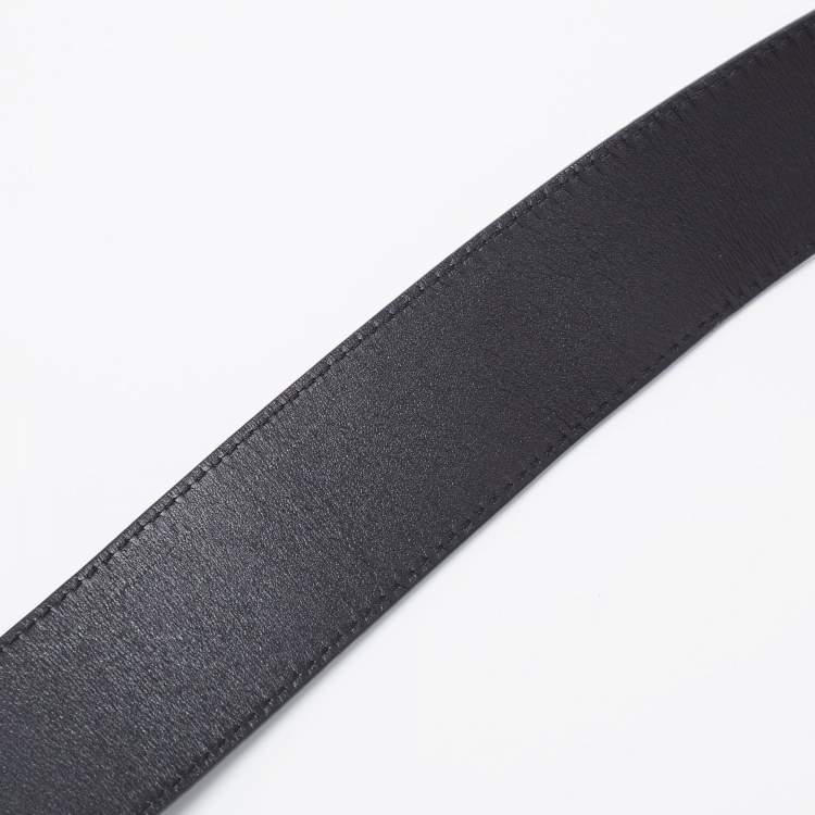 Pre Owned Louis Vuitton Black/Dark Brown Leather LV Initiales Reversible Belt 90CM