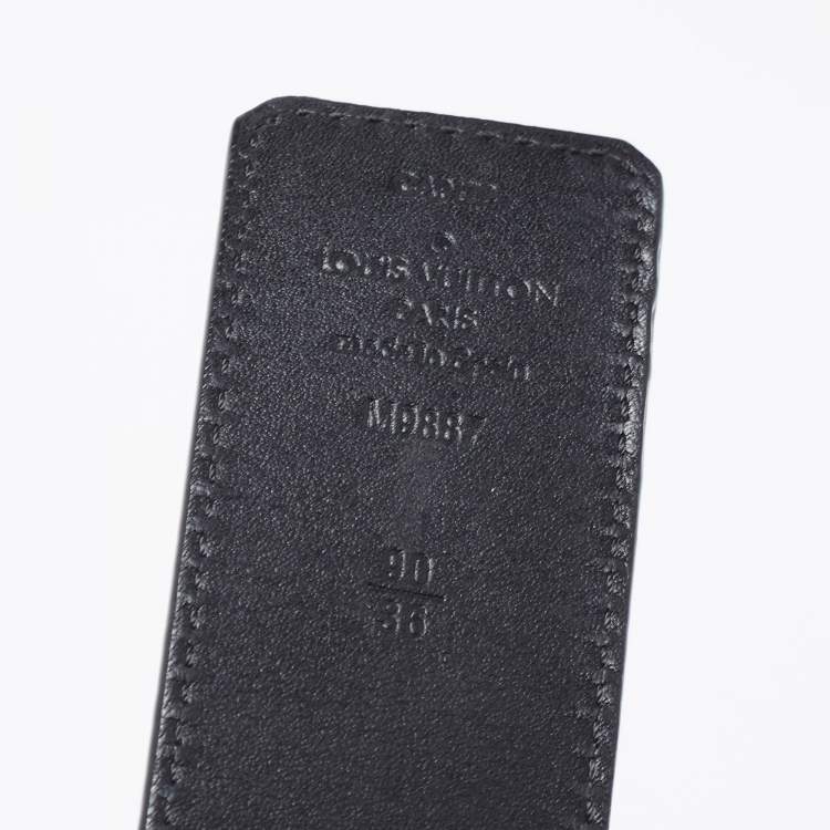 Pre Owned Louis Vuitton Black/Dark Brown Leather LV Initiales Reversible Belt 90CM