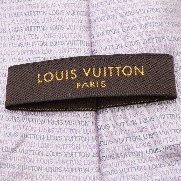 Pre Owned Louis Vuitton Lavender Logo Jacquard Silk Tie