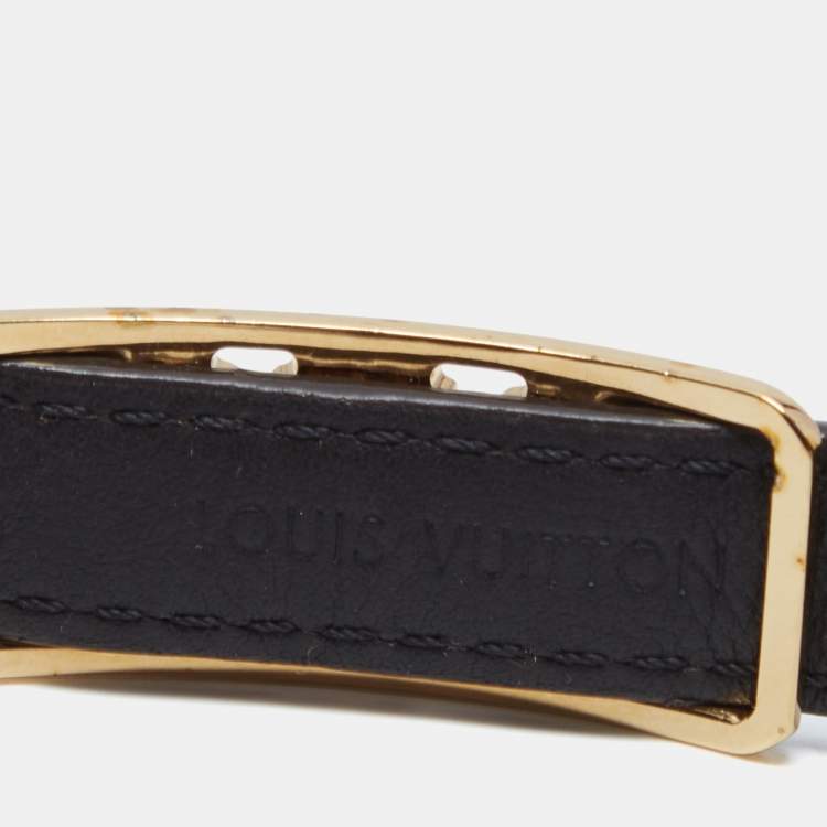 Pre Owned Louis Vuitton Brown Damier Ebene Sign It Double Wrap Bracelet 19