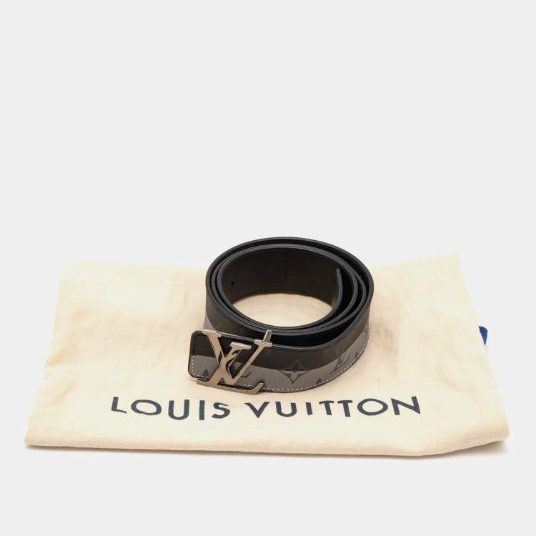 مملوكة مسبقًا Louis Vuitton Eclipse/Grey Monogram Canvas Initiales Buckle Belt 100CM