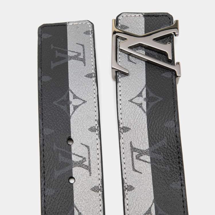 مملوكة مسبقًا Louis Vuitton Eclipse/Grey Monogram Canvas Initiales Buckle Belt 100CM