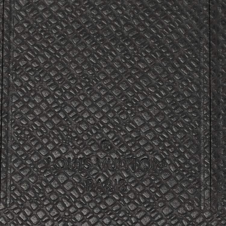 Pre Owned Louis Vuitton Black Taiga Leather Luggage Name Tag