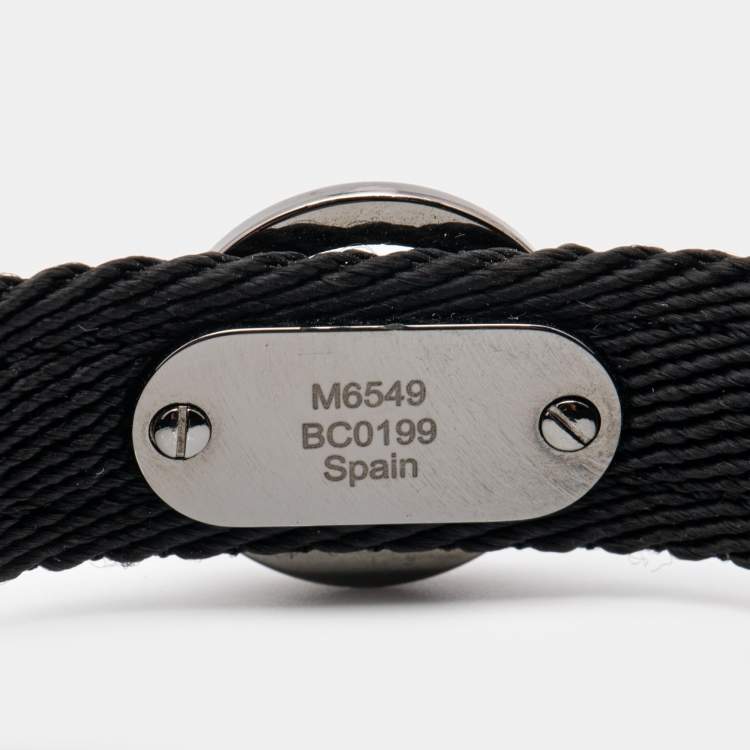 Pre Owned Louis Vuitton LV Circle Monogram Eclipse Canvas Gunmetal Tone Bracelet