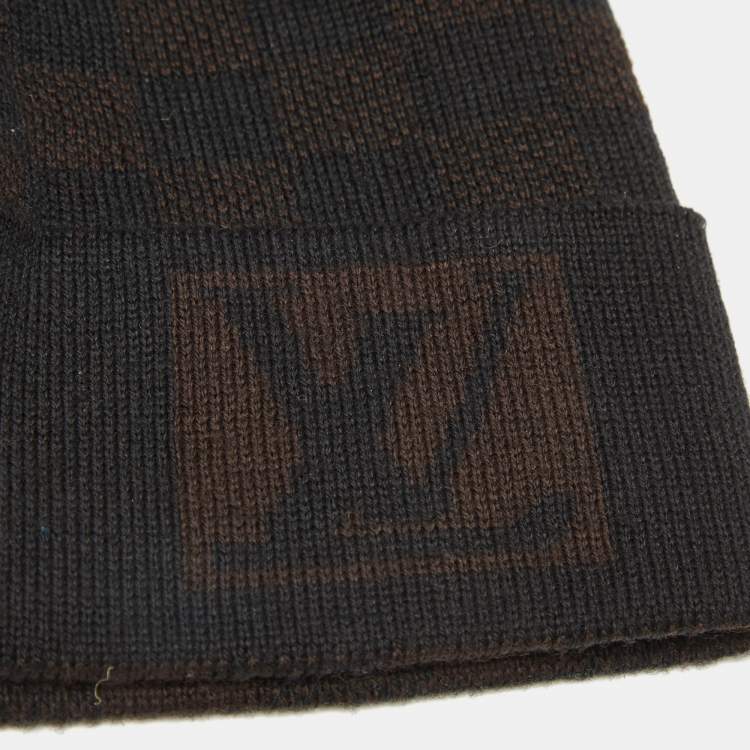 Pre Owned Louis Vuitton Black/Brown Petit Damier Beanie