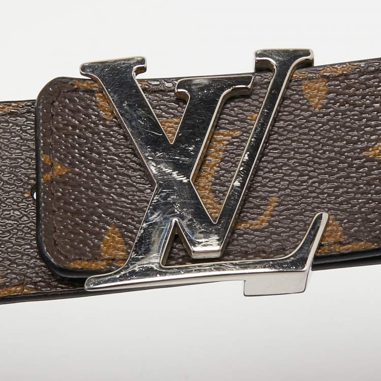Pre Owned Louis Vuitton Black Monogram Canvas LV Initiales Reversible Belt 90CM
