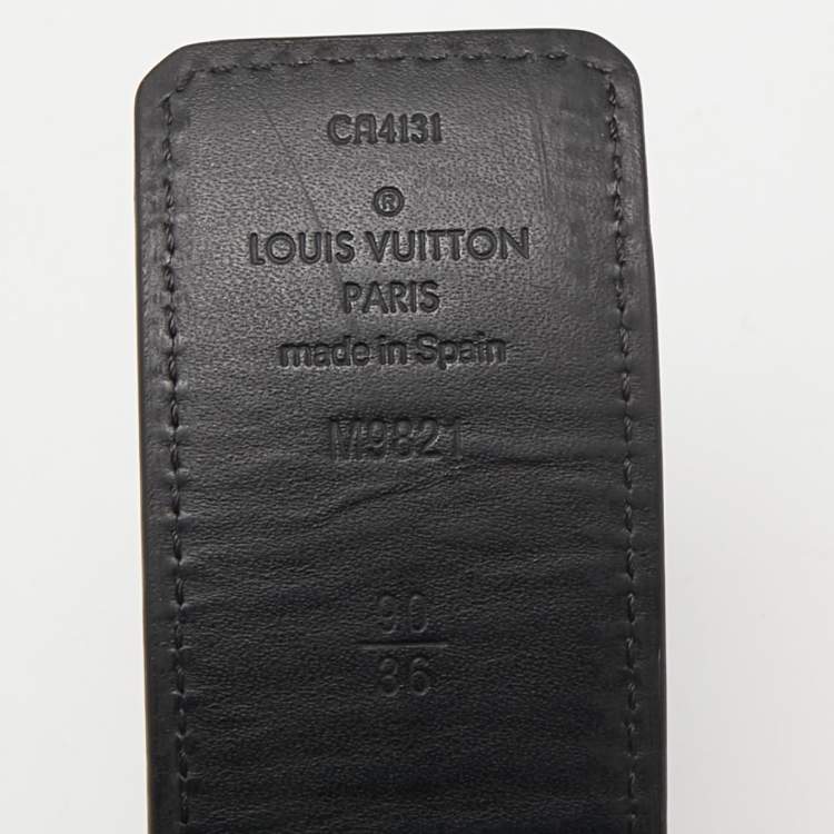 Pre Owned Louis Vuitton Black Monogram Canvas LV Initiales Reversible Belt 90CM