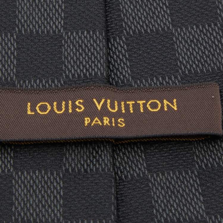 مملوكة مسبقًا Louis Vuitton Black Damier Ebene Silk Jacquard Tie
