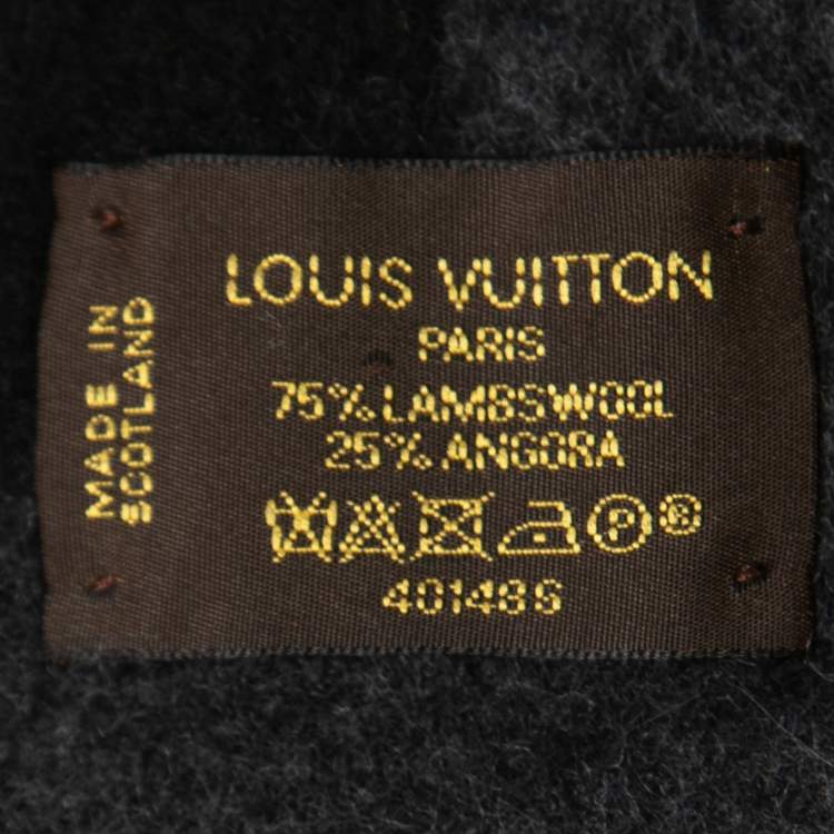 Pre Owned Louis Vuitton Black/Grey Monogram Cardiff Wool & Angora Scarf 