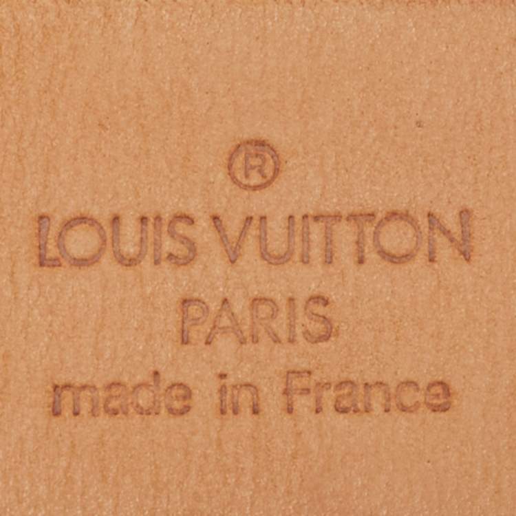 Pre Owned Louis Vuitton Black Leather LV Frame Belt 95CM