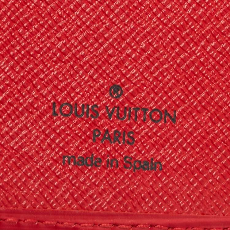 Pre Owned Louis Vuitton Red Epi Leather Checkbook Wallet