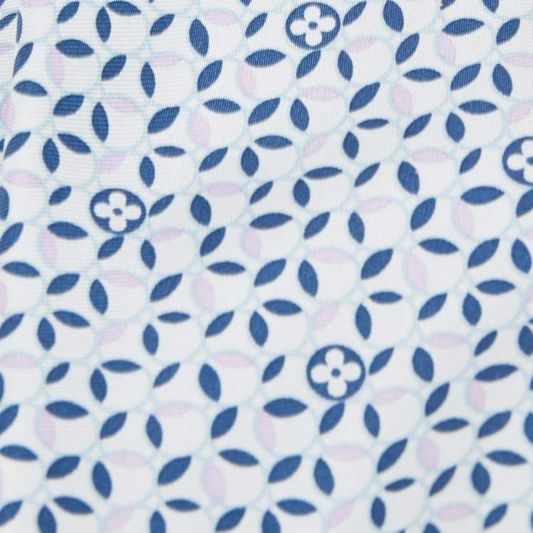 Pre Owned Louis Vuitton Blue Monogram Flower Print Silk Tie