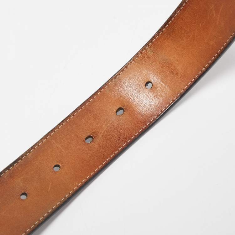 Pre Owned Louis Vuitton Black Electric Epi Leather LV Initiales Reversible Belt 85CM