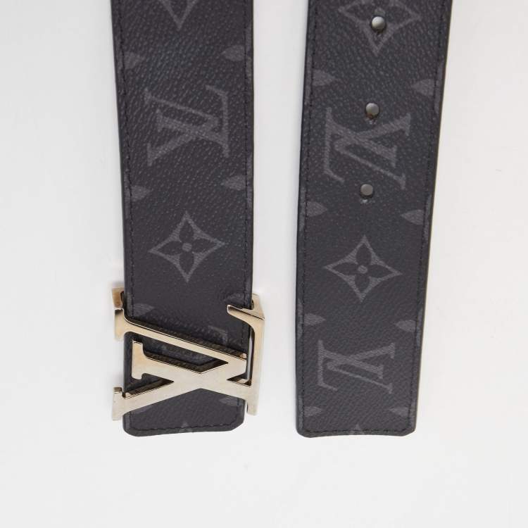 Pre Owned Louis Vuitton Monogram Eclipse LV Initiales Reversible Belt 85CM