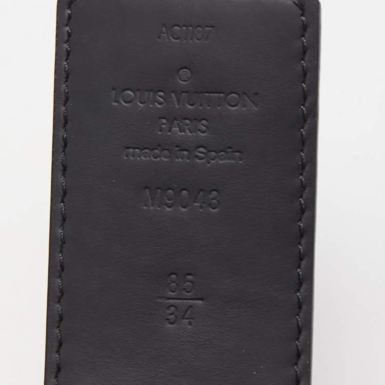 Pre Owned Louis Vuitton Monogram Eclipse LV Initiales Reversible Belt 85CM