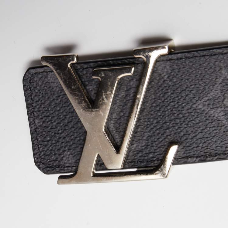 Pre Owned Louis Vuitton Monogram Eclipse LV Initiales Reversible Belt 85CM