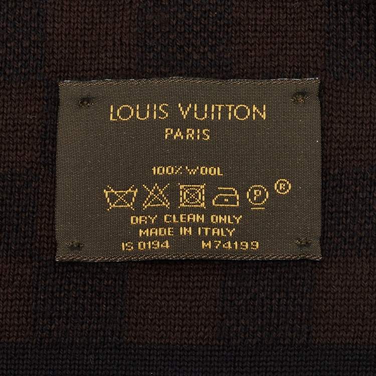 Pre Owned Louis Vuitton Brown Petit Damier Wool Scarf