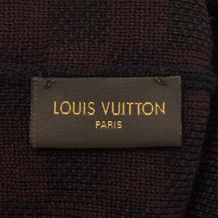 Pre Owned Louis Vuitton Brown/Black Petit Damier Wool Beanie
