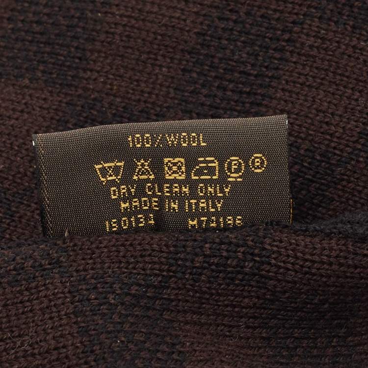 Pre Owned Louis Vuitton Brown/Black Petit Damier Wool Beanie