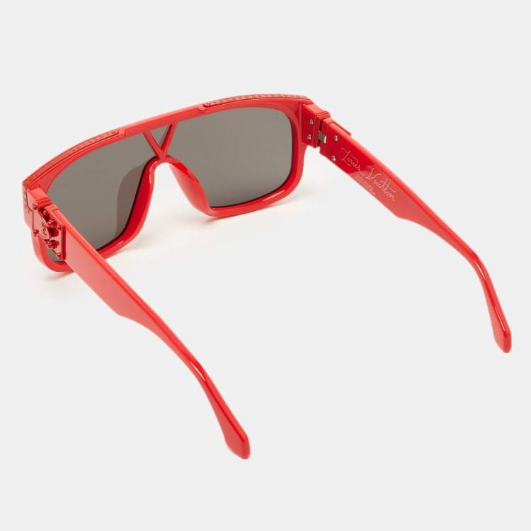 Pre Owned Louis Vuitton Red 1.1 Millionaires Mask Shield Sunglasses