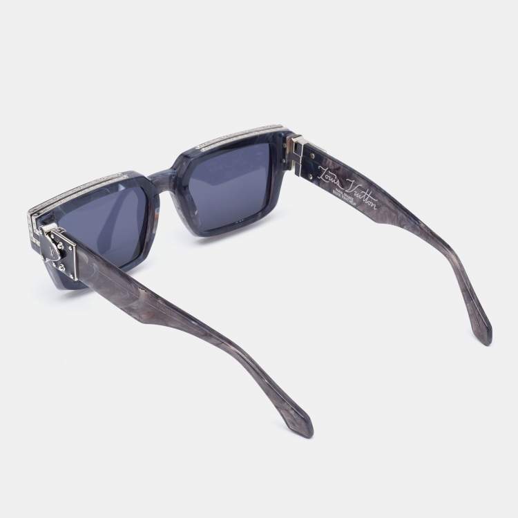 Pre Owned Louis Vuitton Dark Grey/ Black Z1326E 1.1 Millionaires Square Sunglasses