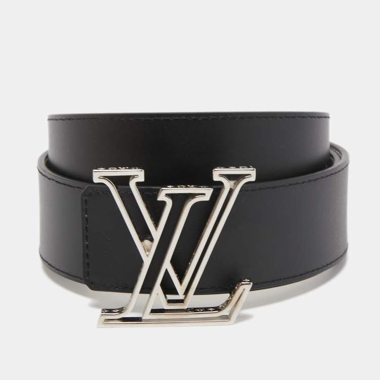 Pre Owned Louis Vuitton White Leather LV Initiales Reversible Belt 95CM