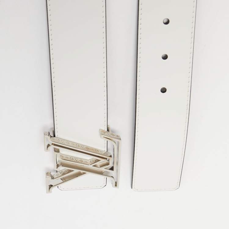 Louis Vuitton White Leather LV Initiales Reversible Belt 95CM