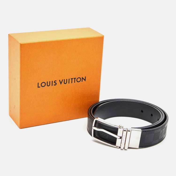 Pre Owned Louis Vuitton Black Damier Inifini Leather Boston Reversible Belt 105CM