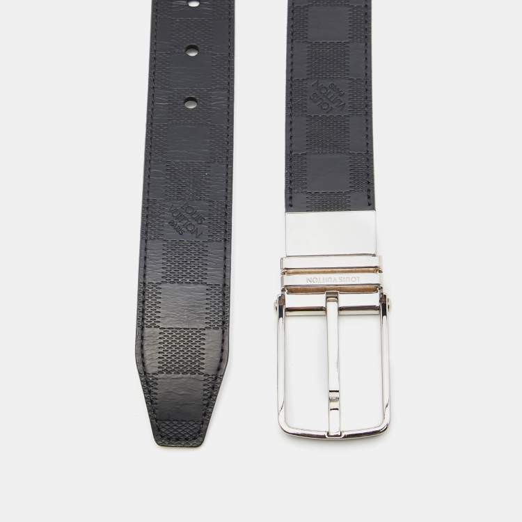 Pre Owned Louis Vuitton Black Damier Inifini Leather Boston Reversible Belt 105CM