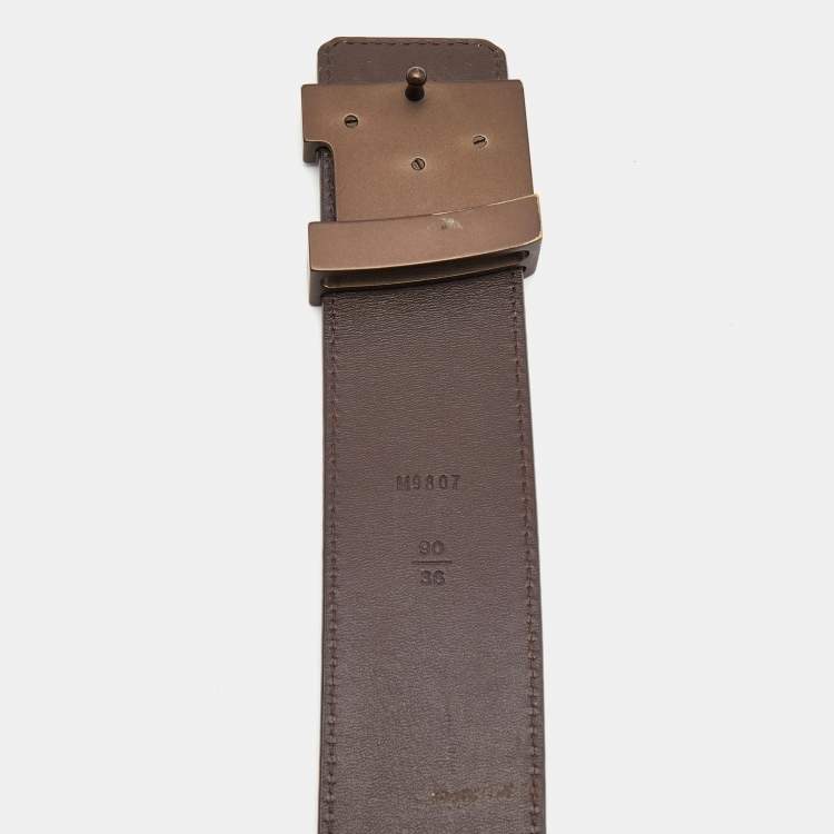 Pre Owned Louis Vuitton Damier Ebene Canvas LV Initiales Belt 90CM