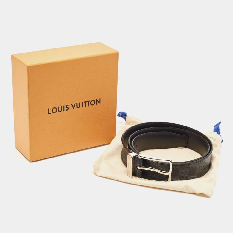 Pre Owned Louis Vuitton Black Damier Graphite Canvas Pont Neuf Belt 95CM