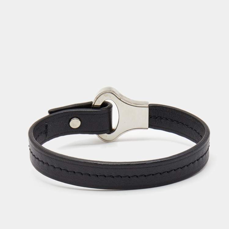 ブレスレット LOUIS VUITTON Archive Bracelet Louis Vuitton Black Leather Silver Tone Archive Bracelet