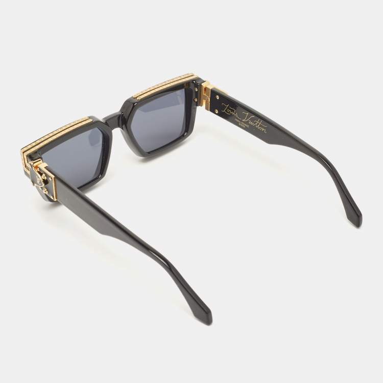 Pre Owned Louis Vuitton Black/Gold Z1165W 1.1 Millionaires Square Sunglasses