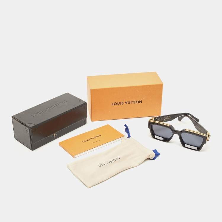 Pre Owned Louis Vuitton Black/Gold Z1165W 1.1 Millionaires Square Sunglasses