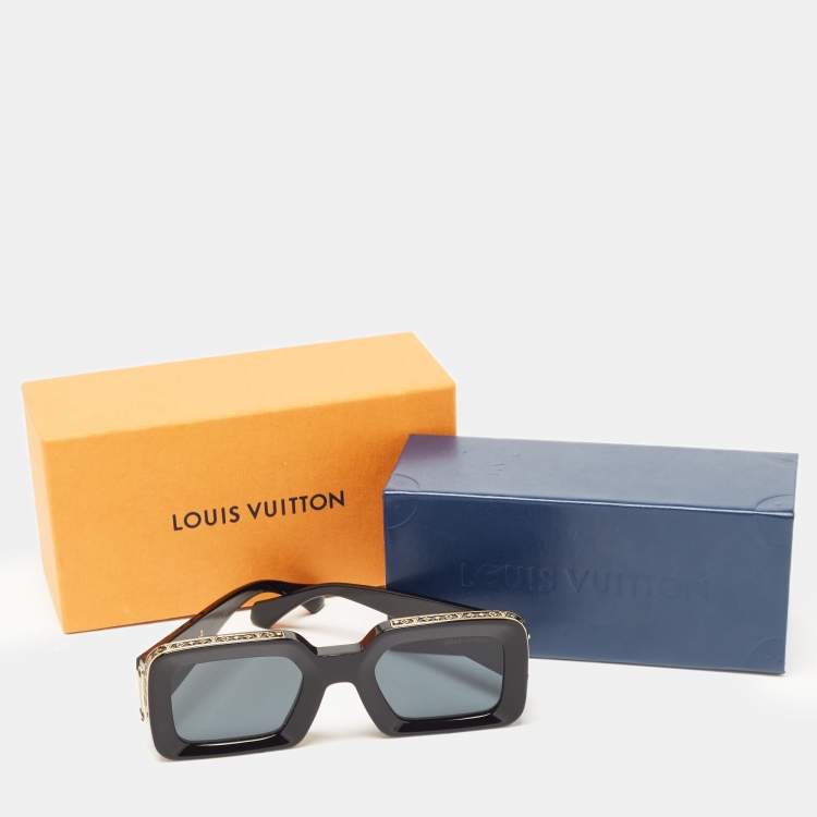 Pre Owned Louis Vuitton Black/Gold Z1591W  Zillionaires Rectangular Sunglasses  