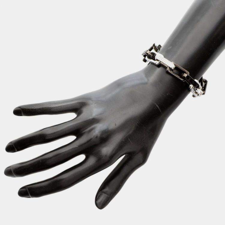 LOUIS VUITTON Bracelet Monogram Chain Size L Silver/Black M1205L Metal Louis  Vuitton