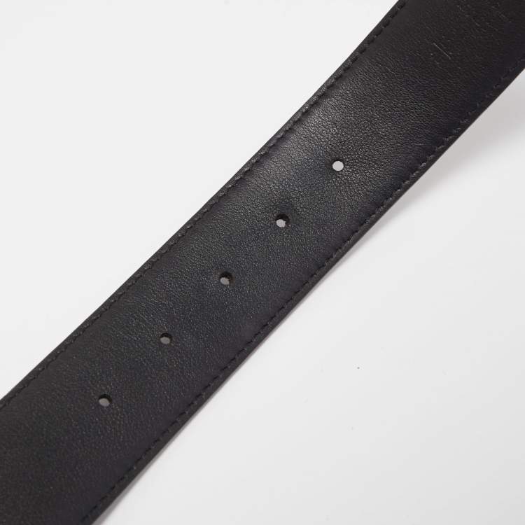 Pre Owned Louis Vuitton Monogram Eclipse Canvas LV Circle Reversible Belt 100CM