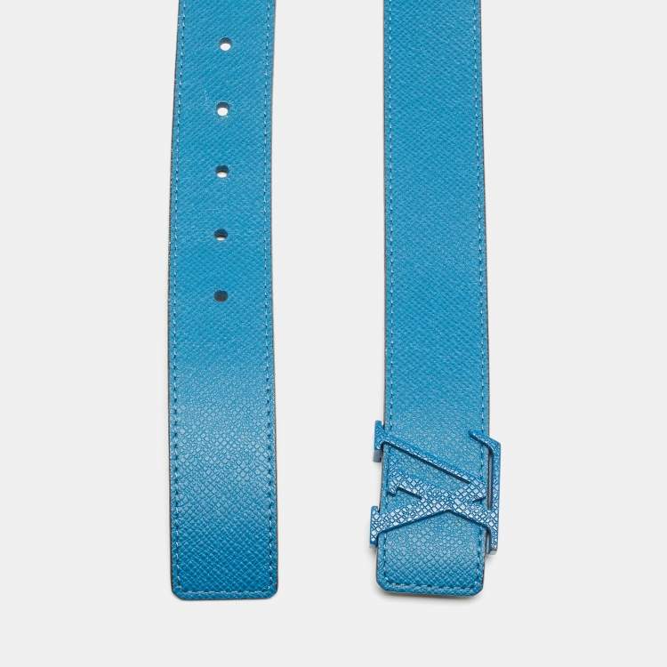 Louis Vuitton Blue Taiga Leather LV Initiales Belt 90CM Louis