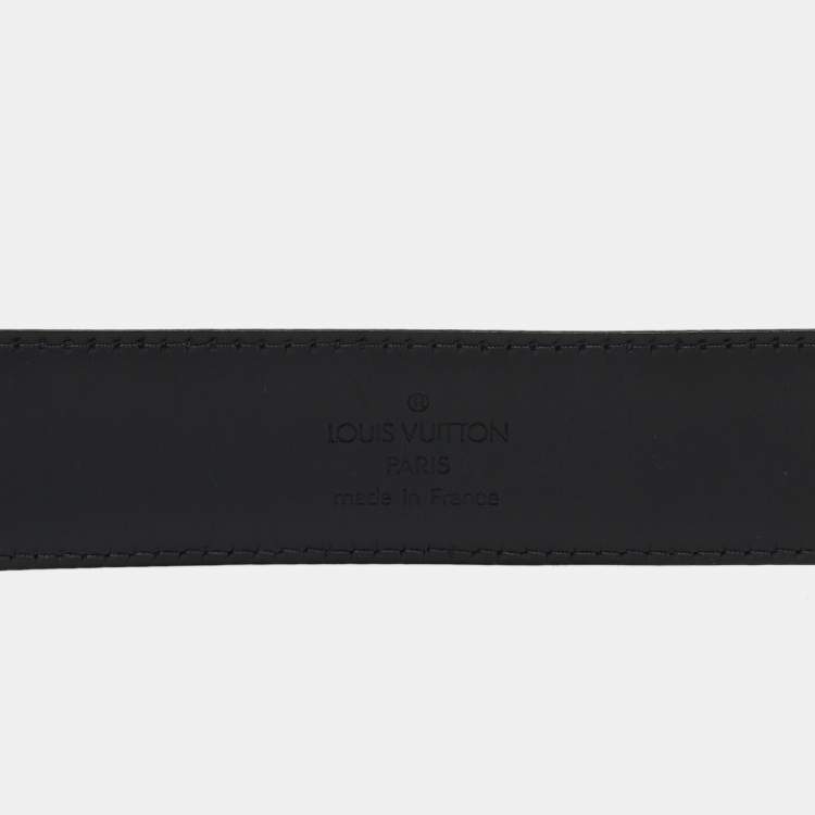 Pre Owned Louis Vuitton Black Taiga Leather Buckle Belt 90CM